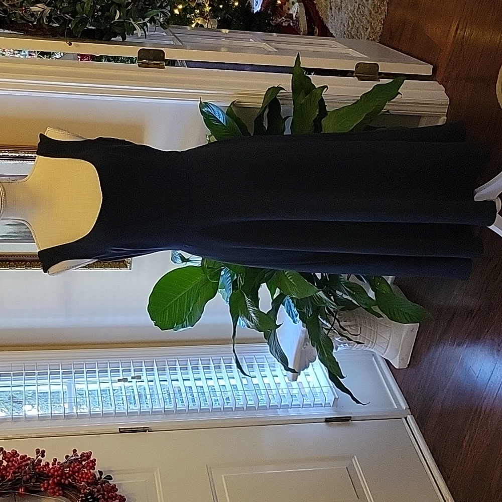 Lauren Ralph Lauren navy blue sleeveless fit & flare dress green lining 6 EUC…